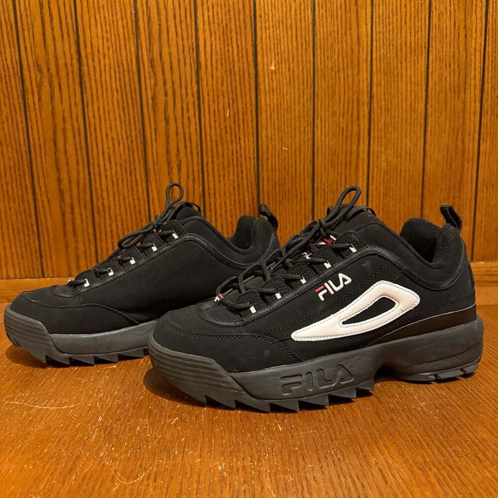 Fila Disruptor II Black White Red Men's Casual Athletic Sneakers Size 10